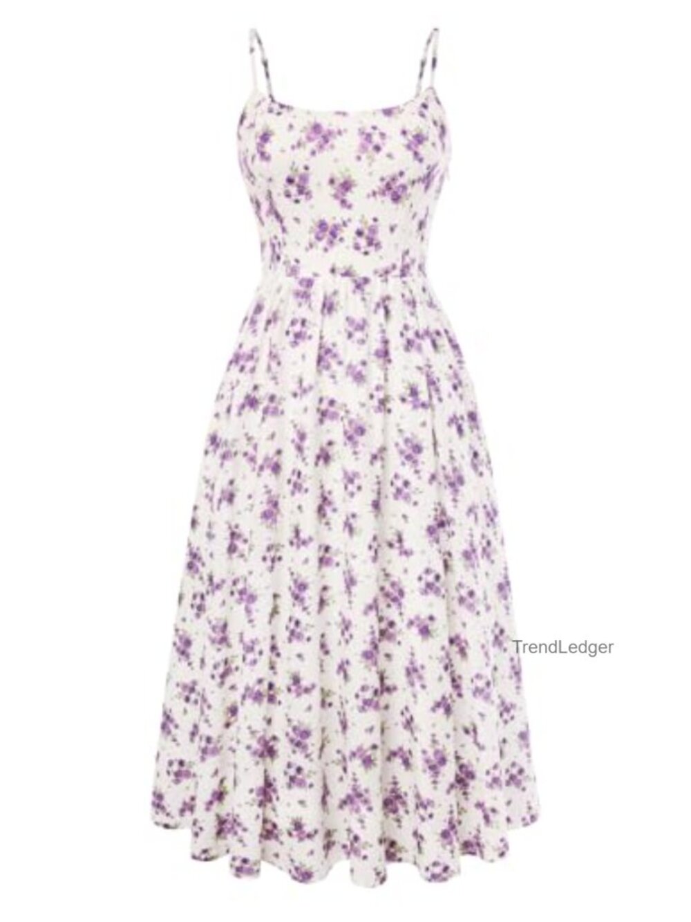 Floral A-Line Midi Sun Dress Sleeveless Polyester Elastane Summer Party